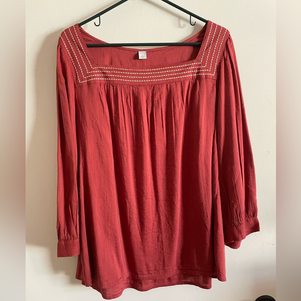 Old Navy Xl Tunic Top square neck embroidered NWT